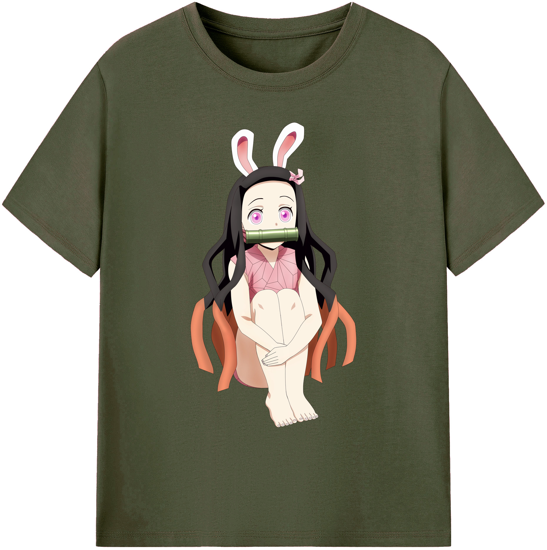 （画像用） 鬼滅の刃（きめつのやいば）竈門 禰󠄀豆子／かまど ねずこ Kamado Nezuko 綿100％ メンズ半袖Tシャツ｜肌触りやわらか＆通気性